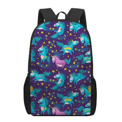 Night Star Unicorn Pattern Print 17 Inch Backpack