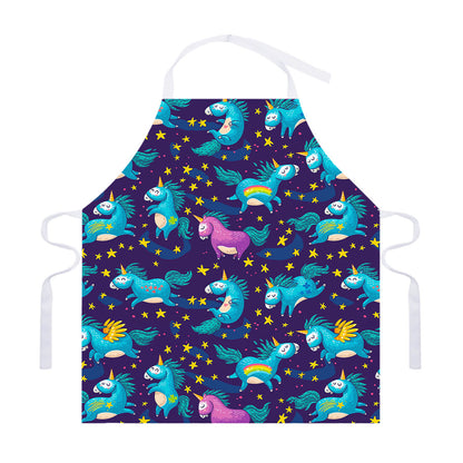Night Star Unicorn Pattern Print Adjustable Apron