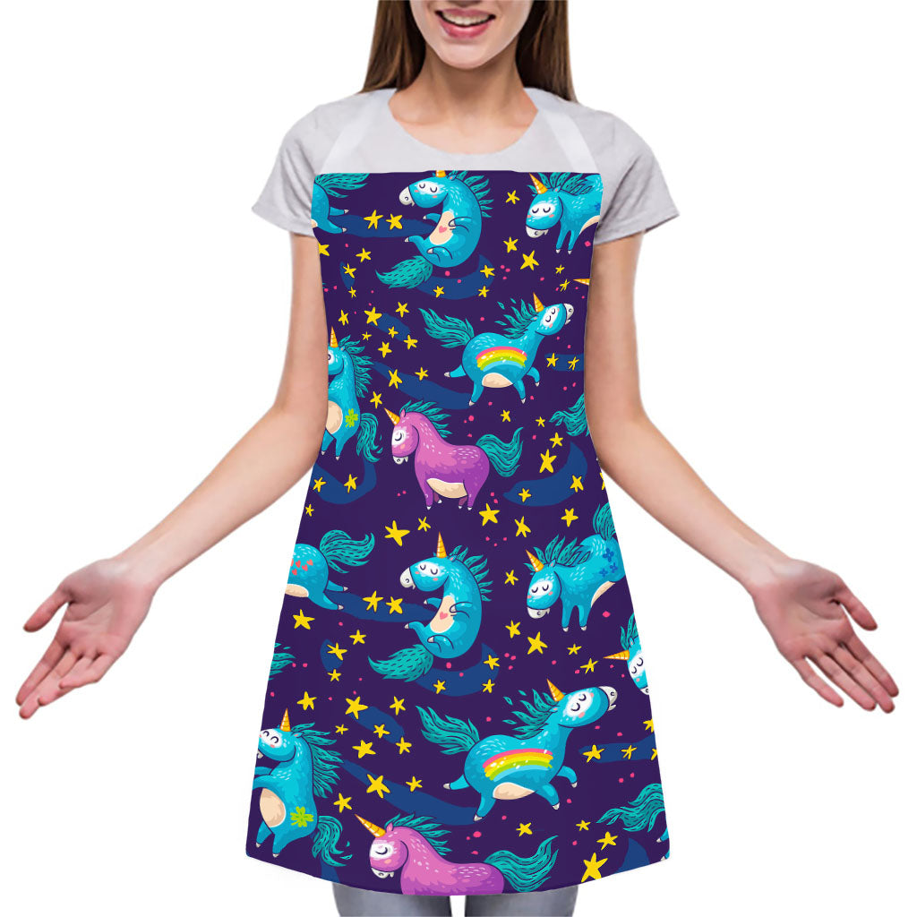Night Star Unicorn Pattern Print Adjustable Apron
