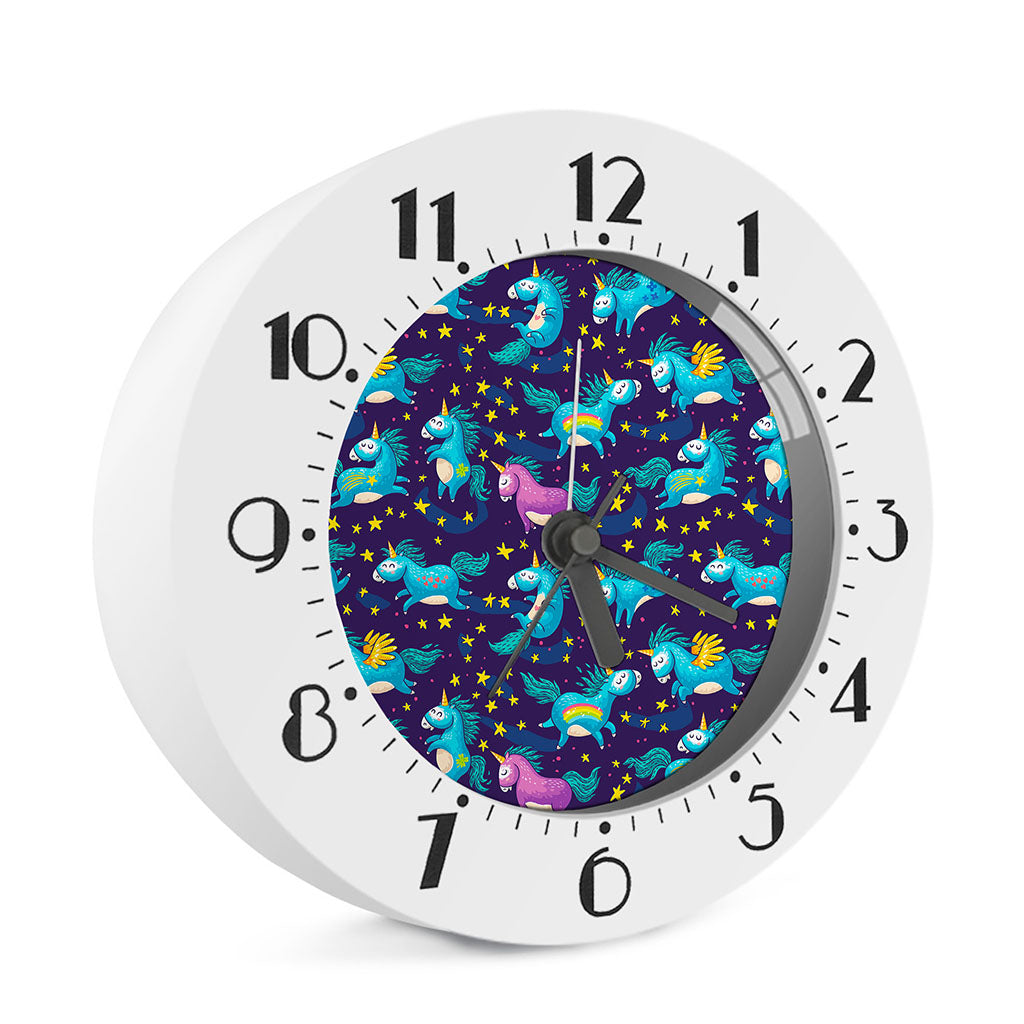 Night Star Unicorn Pattern Print Alarm Clock