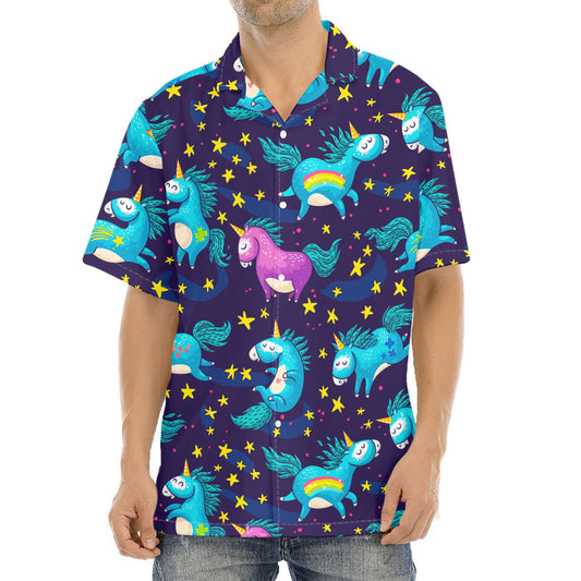 Night Star Unicorn Pattern Print Aloha Shirt