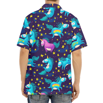 Night Star Unicorn Pattern Print Aloha Shirt