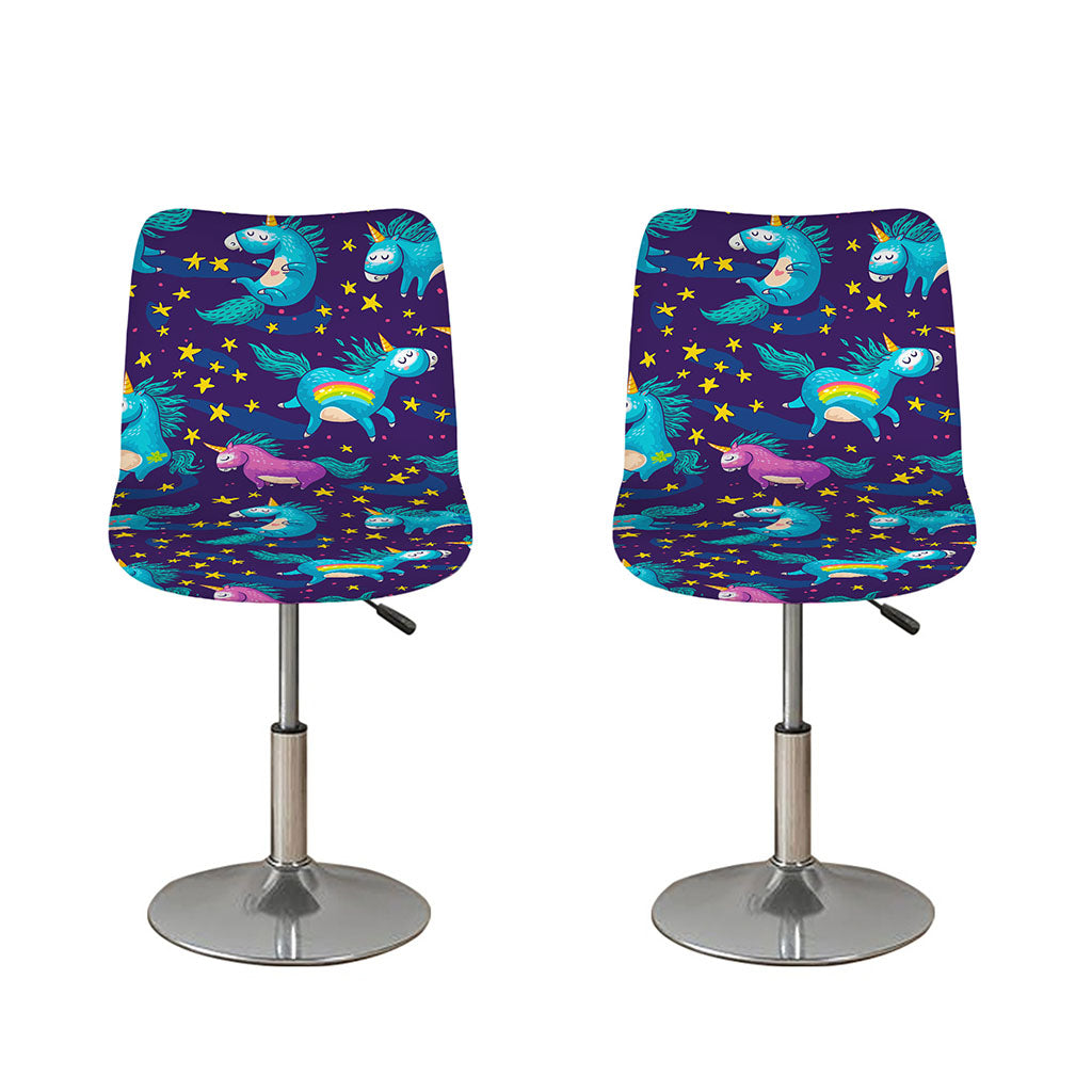 Night Star Unicorn Pattern Print Bar Stool Covers