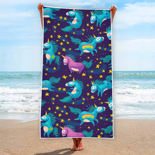 Night Star Unicorn Pattern Print Beach Towel