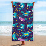 Night Star Unicorn Pattern Print Beach Towel