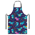 Night Star Unicorn Pattern Print Bib Apron With Pocket