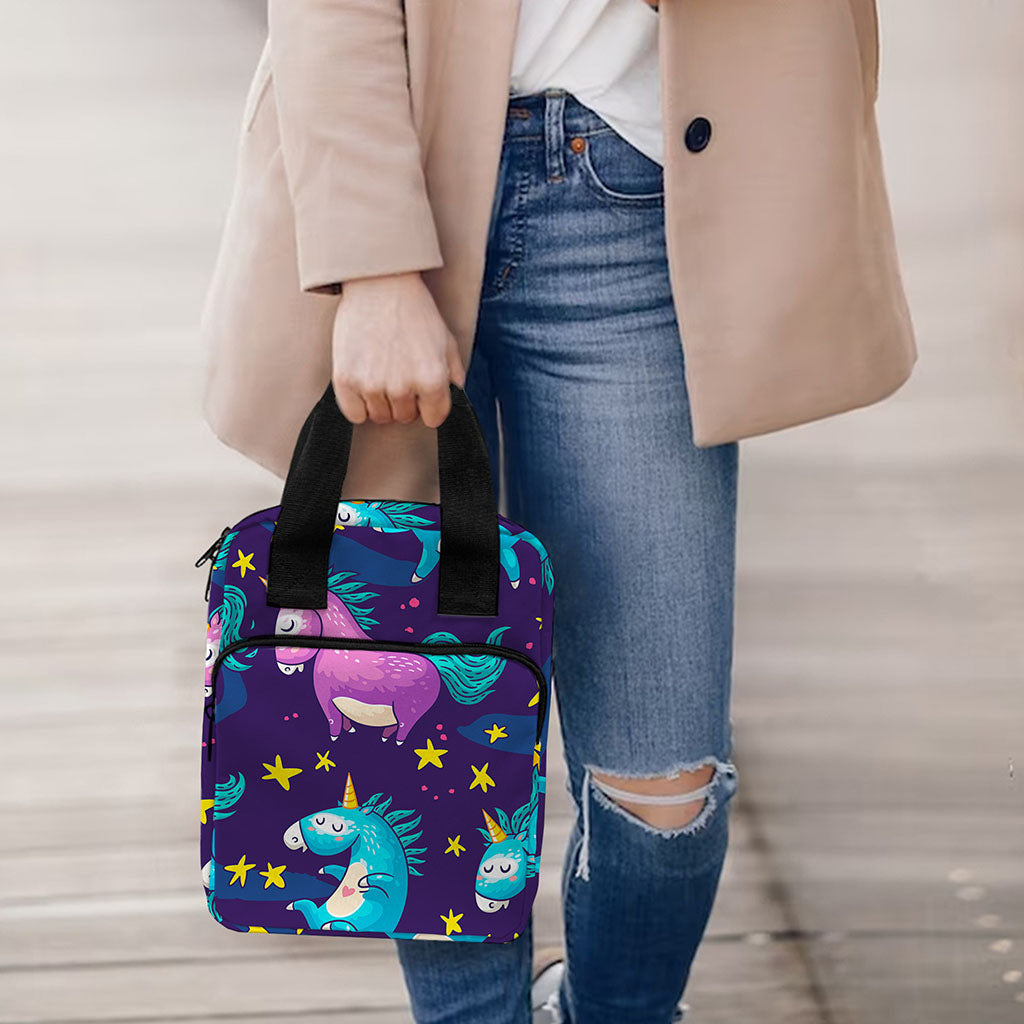Night Star Unicorn Pattern Print Bible Tote Bag