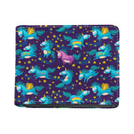 Night Star Unicorn Pattern Print Bifold Wallet