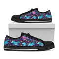 Night Star Unicorn Pattern Print Black Low Top Sneakers