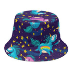 Night Star Unicorn Pattern Print Bucket Hat