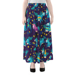 Night Star Unicorn Pattern Print Chiffon Maxi Skirt