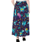 Night Star Unicorn Pattern Print Chiffon Maxi Skirt