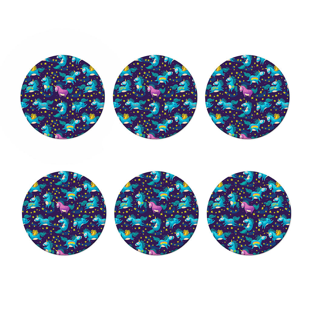 Night Star Unicorn Pattern Print Coaster Set