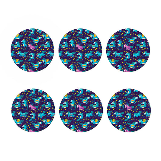 Night Star Unicorn Pattern Print Coaster Set