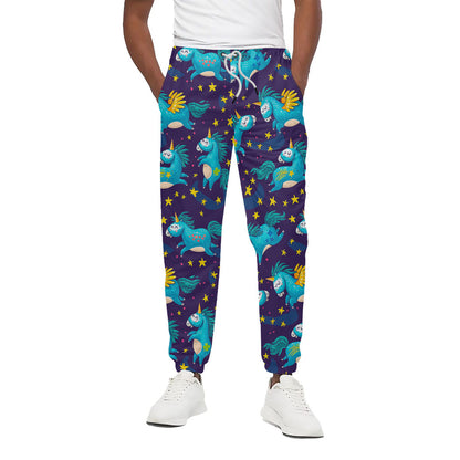 Night Star Unicorn Pattern Print Cotton Pants