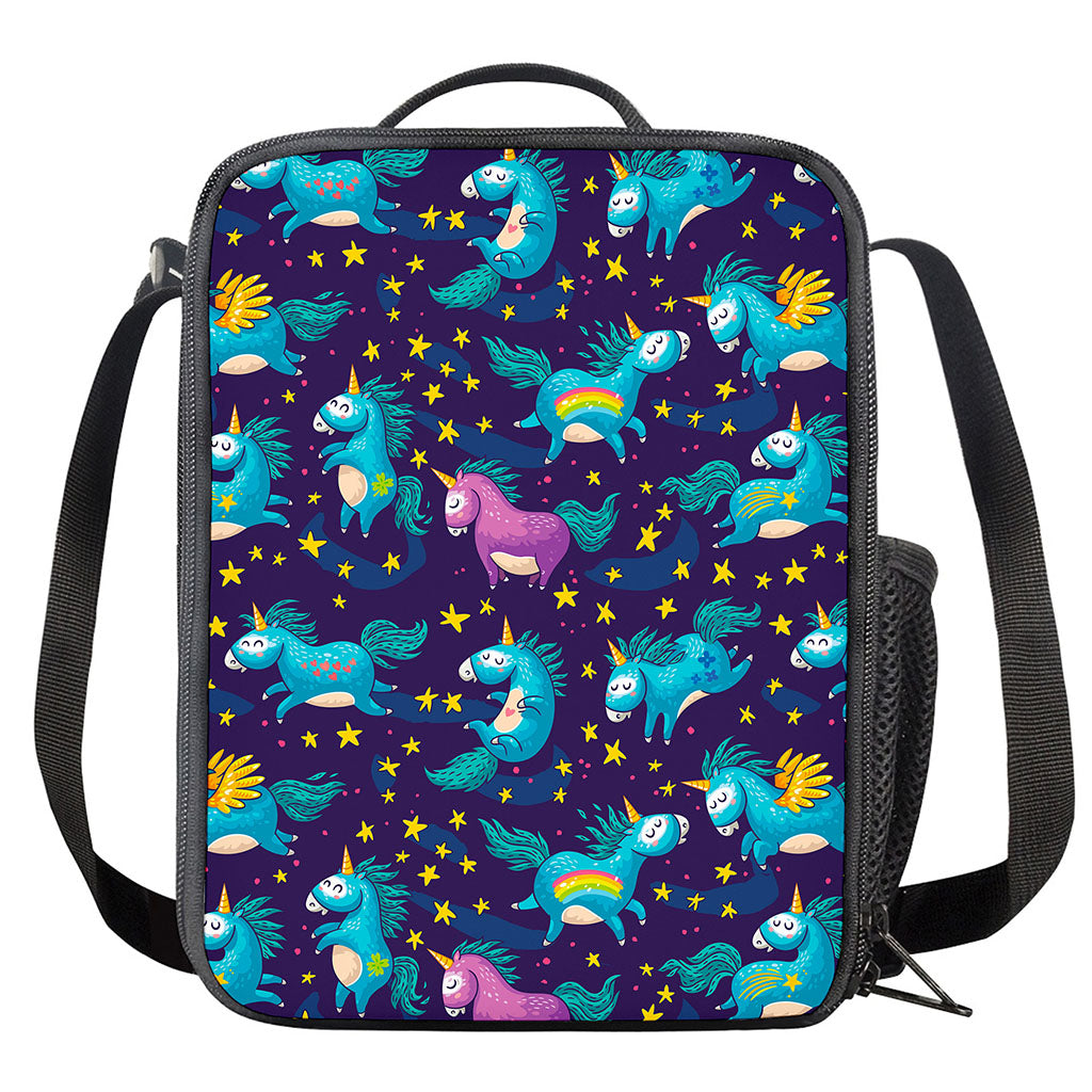 Night Star Unicorn Pattern Print Crossbody Lunch Bag