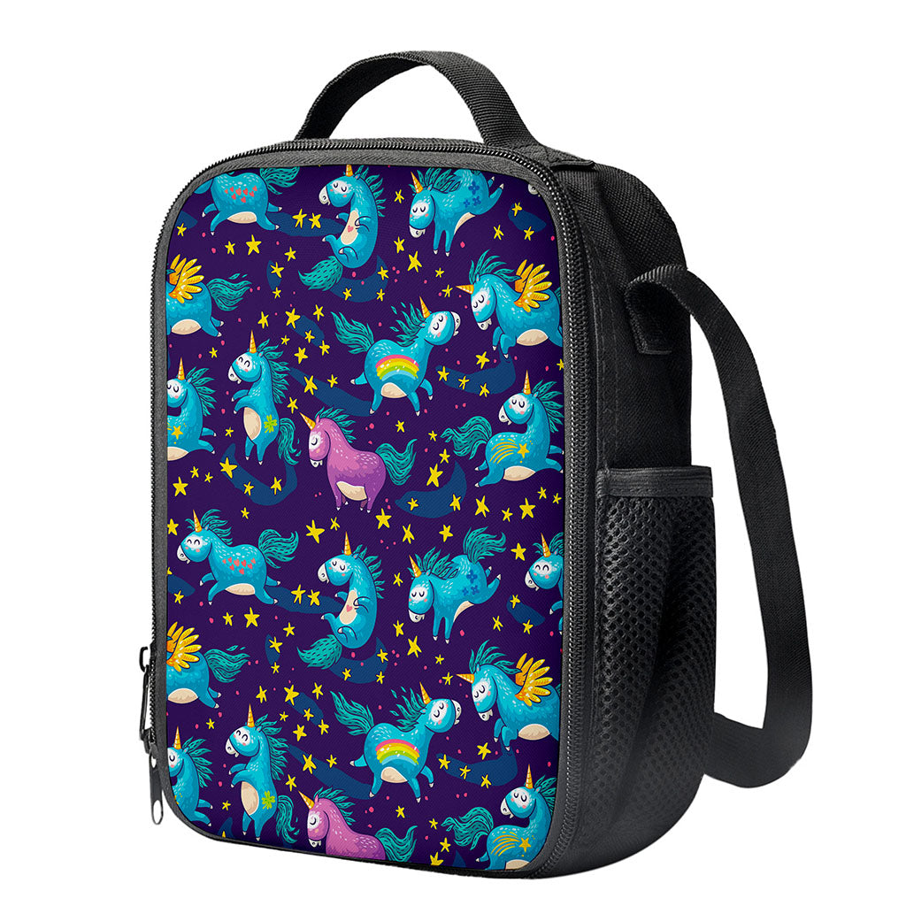 Night Star Unicorn Pattern Print Crossbody Lunch Bag