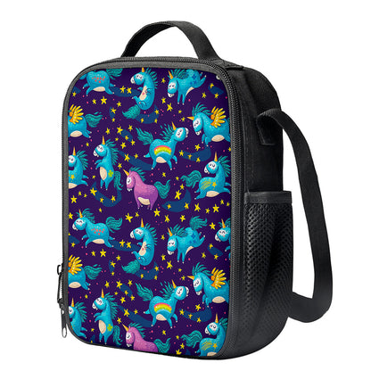 Night Star Unicorn Pattern Print Crossbody Lunch Bag
