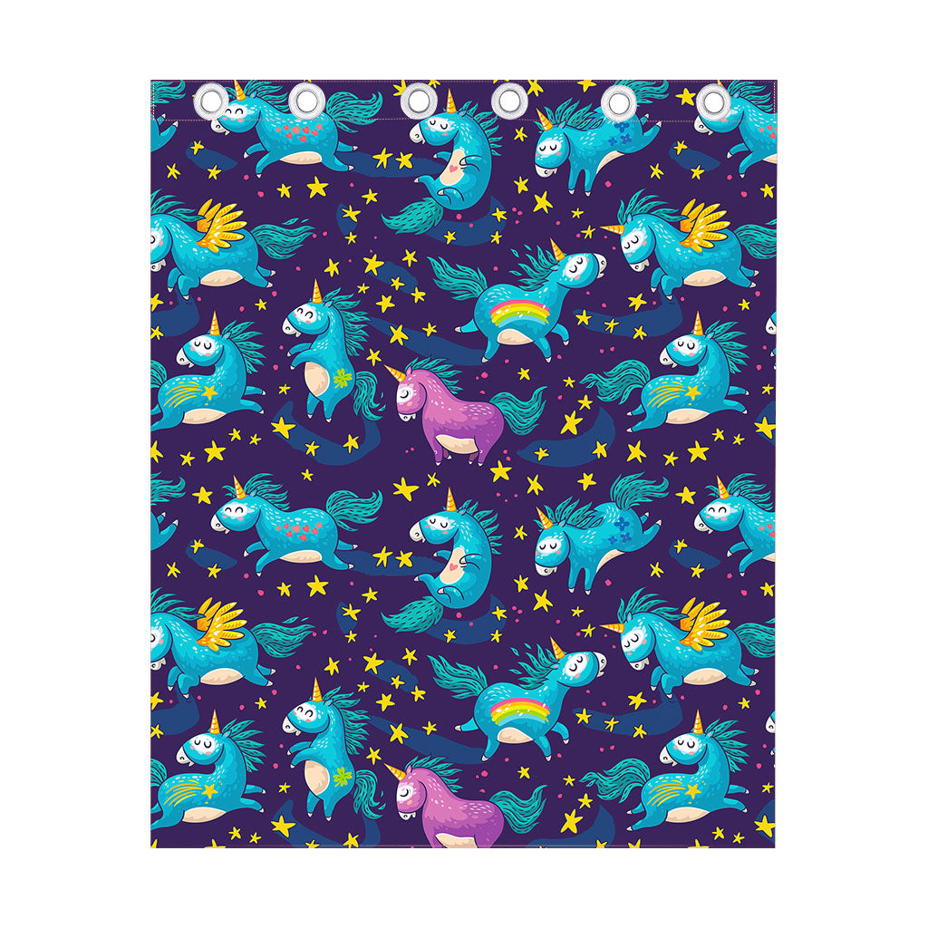 Night Star Unicorn Pattern Print Curtain
