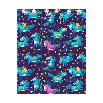 Night Star Unicorn Pattern Print Curtain
