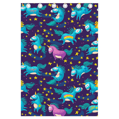 Night Star Unicorn Pattern Print Curtain
