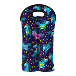 Night Star Unicorn Pattern Print Double Neoprene Wine Tote