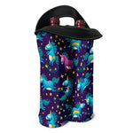 Night Star Unicorn Pattern Print Double Neoprene Wine Tote