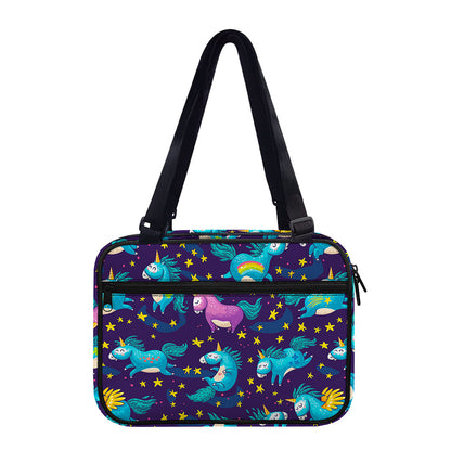Night Star Unicorn Pattern Print Double Strap Bible Bag