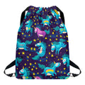 Night Star Unicorn Pattern Print Drawstring Backpack
