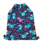 Night Star Unicorn Pattern Print Drawstring Bag