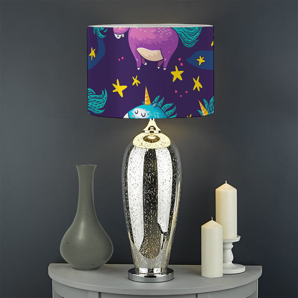 Night Star Unicorn Pattern Print Drum Lamp Shade