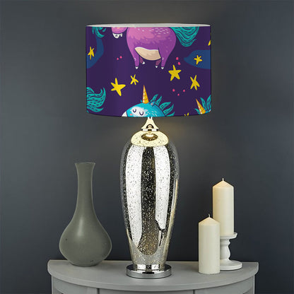 Night Star Unicorn Pattern Print Drum Lamp Shade