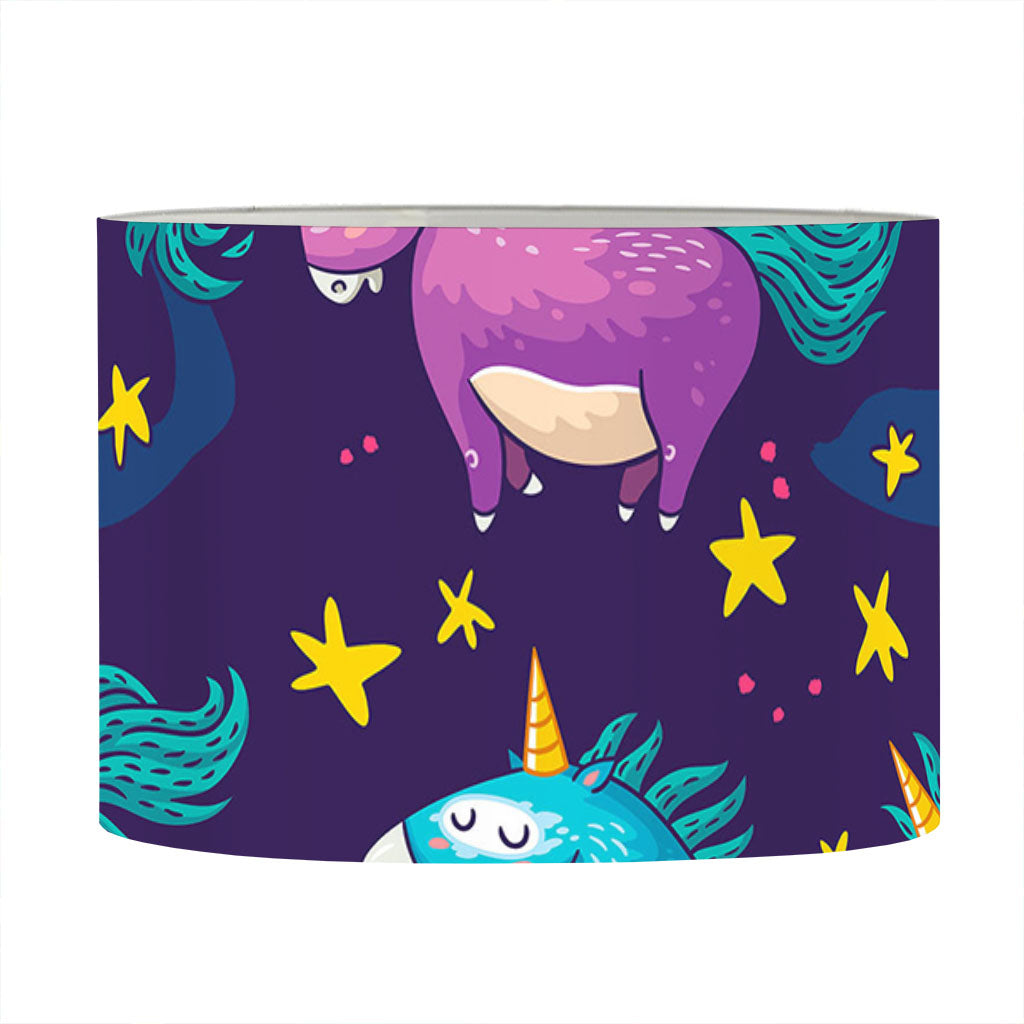 Night Star Unicorn Pattern Print Drum Lamp Shade