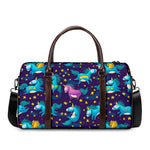 Night Star Unicorn Pattern Print Duffle Bag