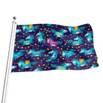 Night Star Unicorn Pattern Print Flag