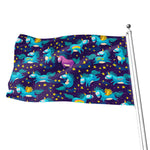 Night Star Unicorn Pattern Print Flag