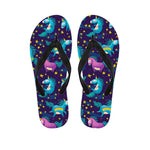 Night Star Unicorn Pattern Print Flip Flops