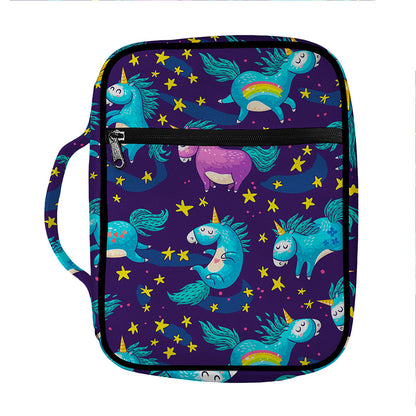 Night Star Unicorn Pattern Print Front Pocket Bible Bag