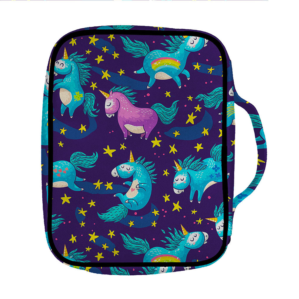 Night Star Unicorn Pattern Print Front Pocket Bible Bag