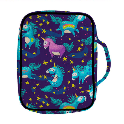 Night Star Unicorn Pattern Print Front Pocket Bible Bag