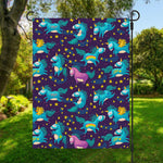 Night Star Unicorn Pattern Print Garden Flag