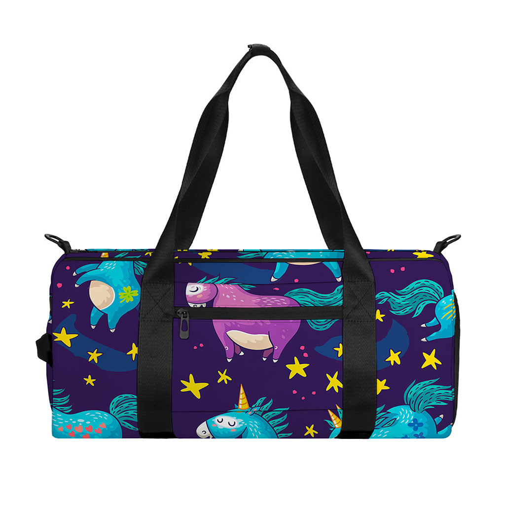 Night Star Unicorn Pattern Print Gym Bag