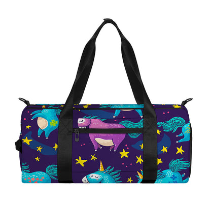 Night Star Unicorn Pattern Print Gym Bag