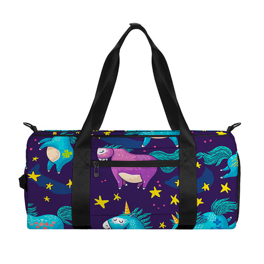 Night Star Unicorn Pattern Print Gym Bag