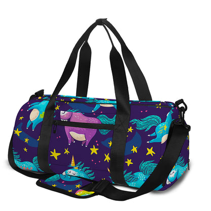Night Star Unicorn Pattern Print Gym Bag