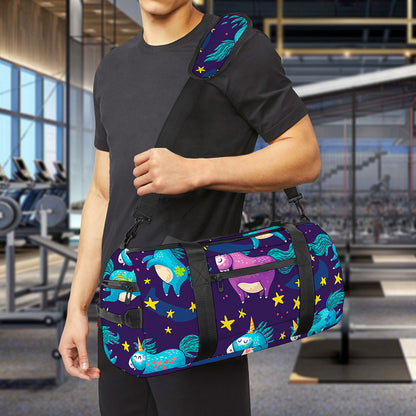 Night Star Unicorn Pattern Print Gym Bag