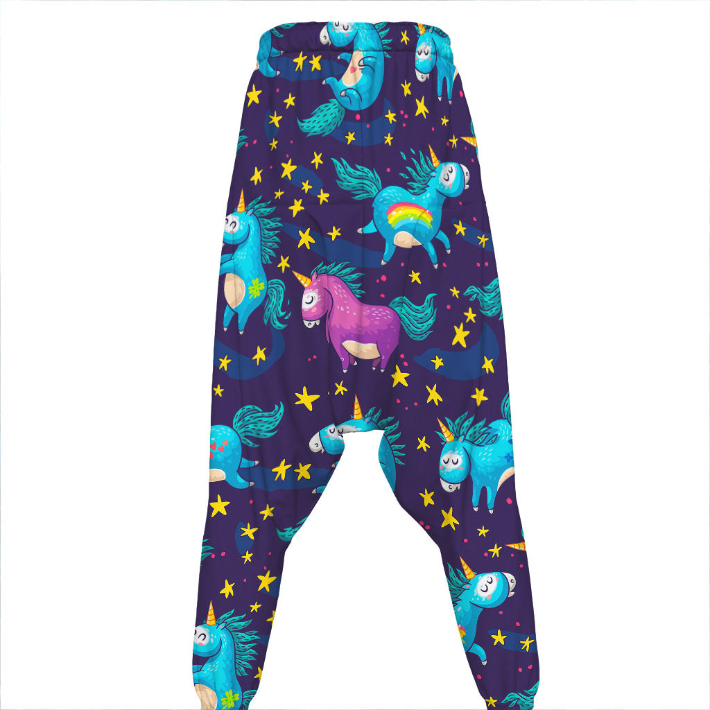 Night Star Unicorn Pattern Print Hammer Pants