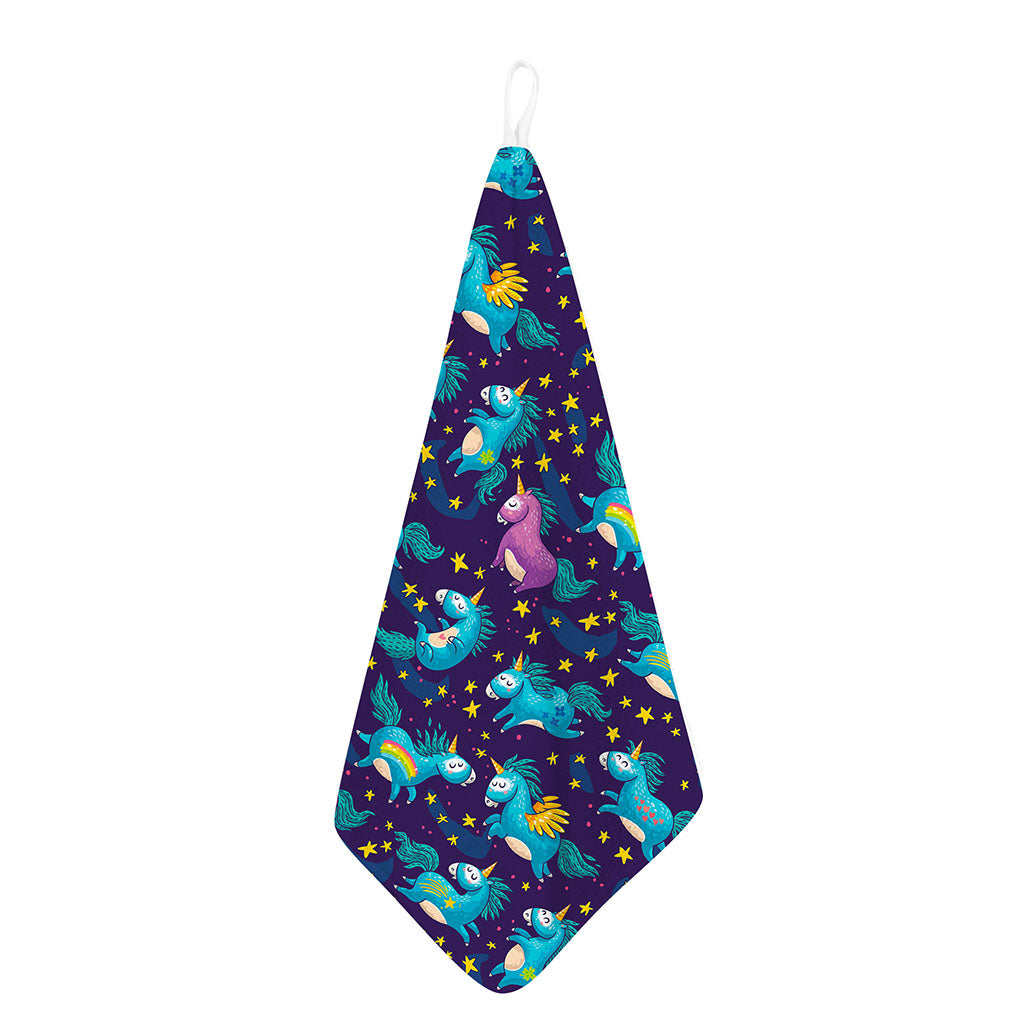 Night Star Unicorn Pattern Print Hand Towel