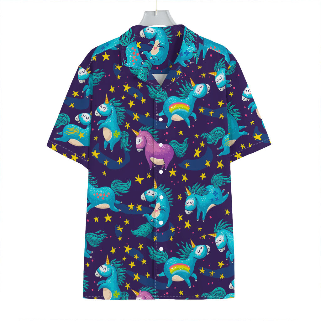Night Star Unicorn Pattern Print Hawaiian Shirt