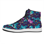 Night Star Unicorn Pattern Print High Top Leather Sneakers